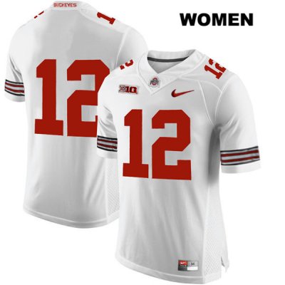 Women's NCAA Ohio State Buckeyes Matthew Baldwin #12 College Stitched No Name Authentic Nike White Football Jersey FX20Z72NO